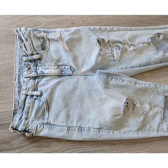 American Eagle Super Hi Rise Jegging Jeans Super Destroy Ripped Size 4 Short - Picture 2 of 12